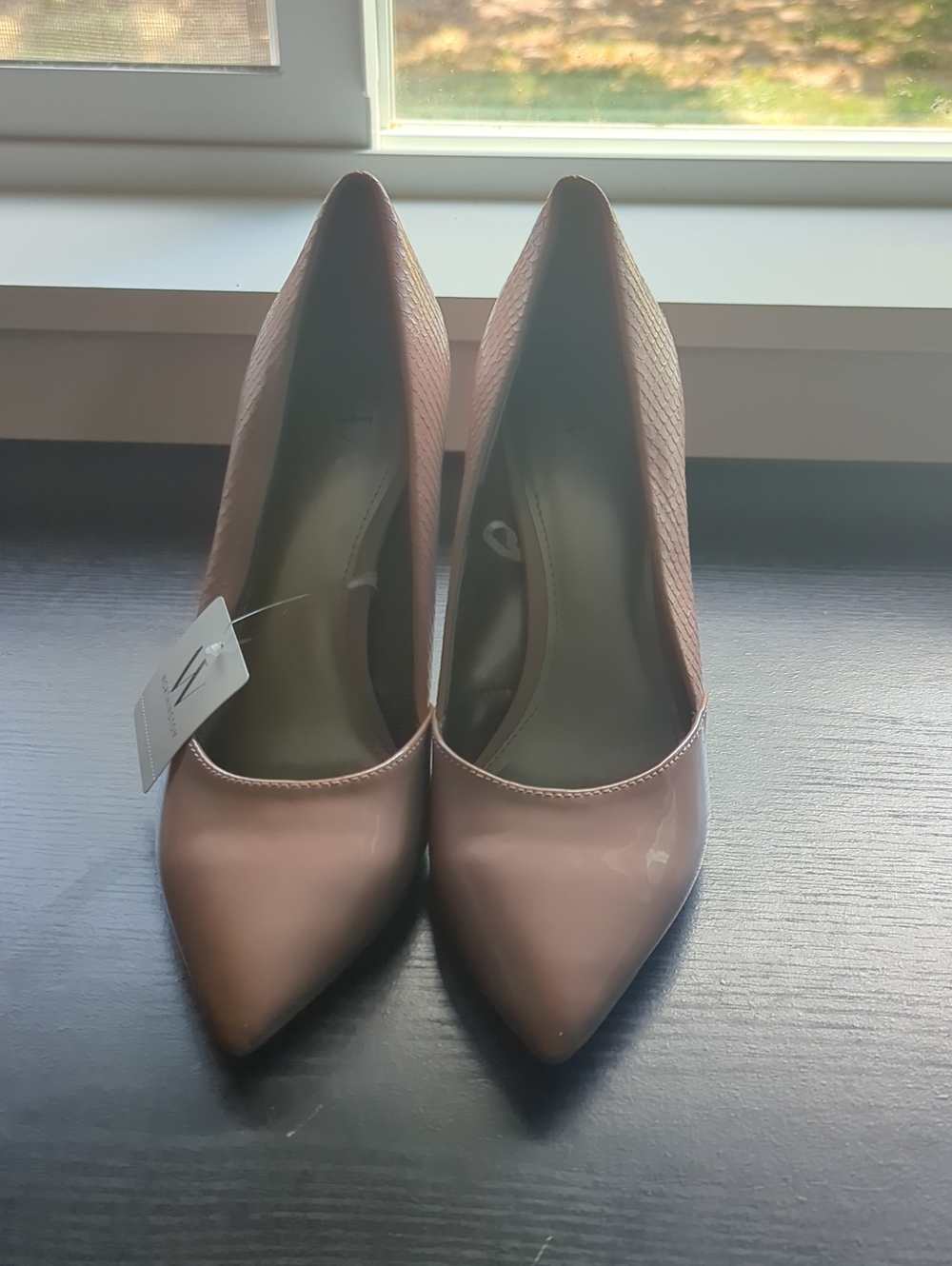 Worthington Patent Pointed-Toe Pumps in Blush